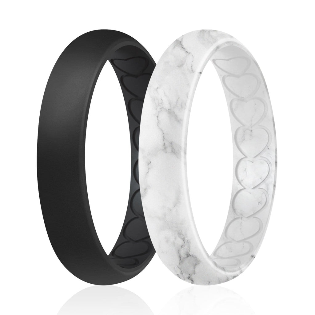 ROQ 2 Pack - ROQ Silicone Women wedding bands - breathable 4 2 Pack - Silicone Ring For Women -  Breathable - Hearts
