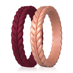 ROQ 2 Pack - ROQ Silicone Women wedding bands - Plait 4 2 Pack - ROQ Silicone Women wedding bands - Plait