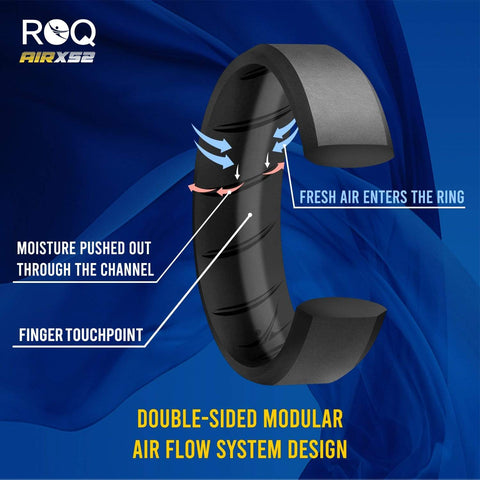 Image of ROQ 3 Pack - ROQ Silicone Men wedding bands - breathable - edge 3 Pack - Silicone Ring For Men-  Breathable Comfort Fit Duo Beveled Design