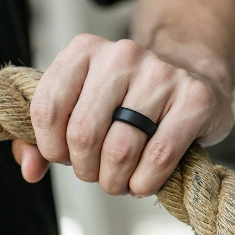 Image of ROQ 3 Pack - ROQ Silicone Men wedding bands - breathable - edge 3 Pack - Silicone Ring For Men-  Breathable Comfort Fit Duo Beveled Design