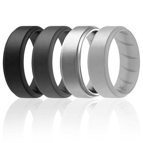 Image of ROQ 4 Pack - ROQ Silicone Men wedding bands - breathable - step 7 4 Pack - Silicone Ring For Men-  Breathable Comfort Fit Step Edge