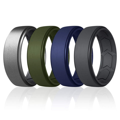 Image of ROQ 4 Pack - ROQ Silicone Men Wedding Bands - Breathable - Step Brushed top 6 4 Pack - ROQ Silicone Men Wedding Bands - Breathable - Step Brushed top