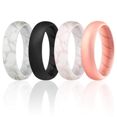 Image of ROQ 4 Pack - ROQ Silicone Women wedding bands - breathable 4 4 Pack - Silicone Ring For Women-  Breathable Comfort Fit
