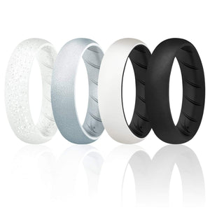 ROQ 4 Pack - ROQ Silicone Women wedding bands - breathable 4 4 Pack - Silicone Ring For Women-  Breathable Comfort Fit Duo Design