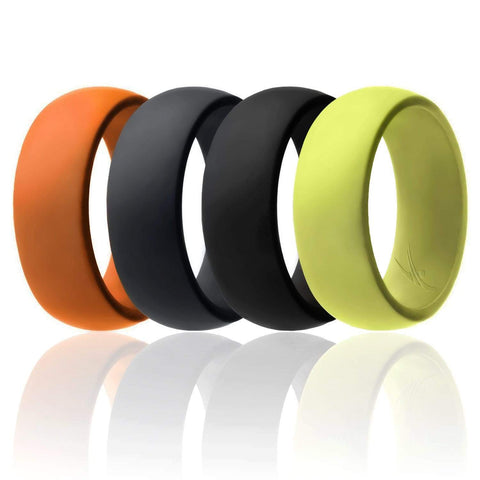 Image of ROQ Mens 4 Pack Dome Style 8mm Wide 7 4 Pack - Silicone Ring for Men - Dome Style