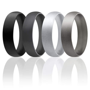 ROQ Mens 4 Pack Dome Style Comfort Fit 6mm Wide 7 4 Pack - Silicone Ring for Men - Dome Style Thin Comfort Fit