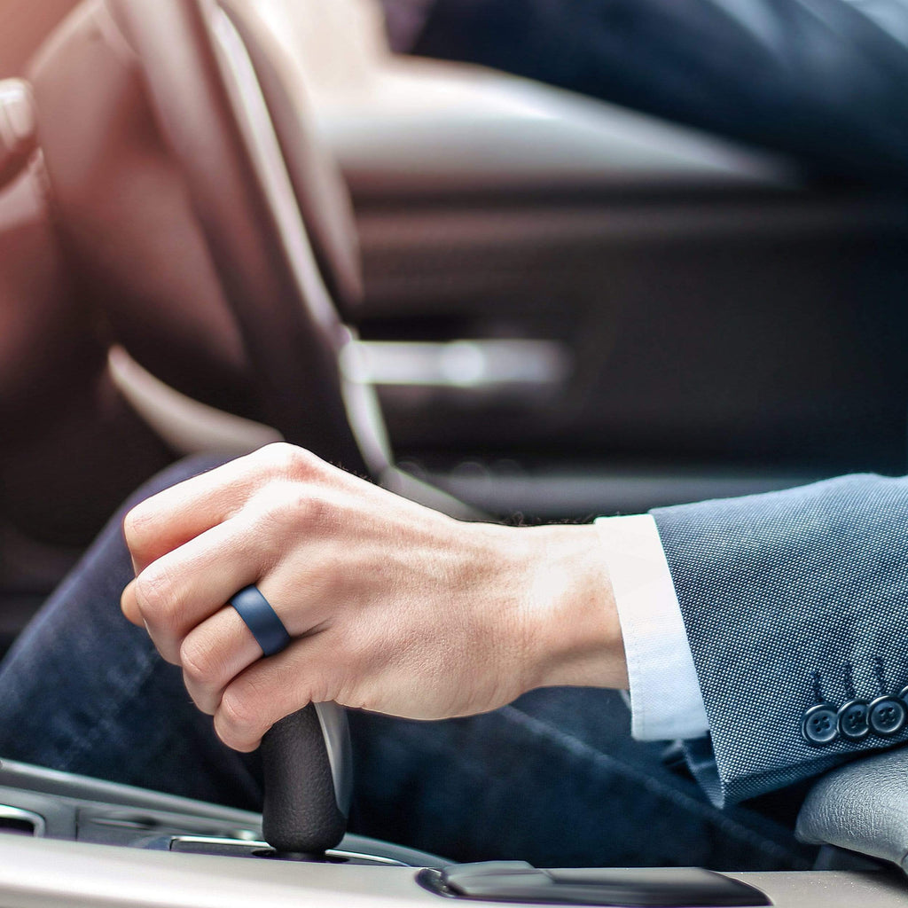 ROQ Mens 4 Pack Dome Style Thin Middle Line 8mm Wide 4 Pack - Silicone Ring for Men - Dome Style and Dome Style with Middle Line