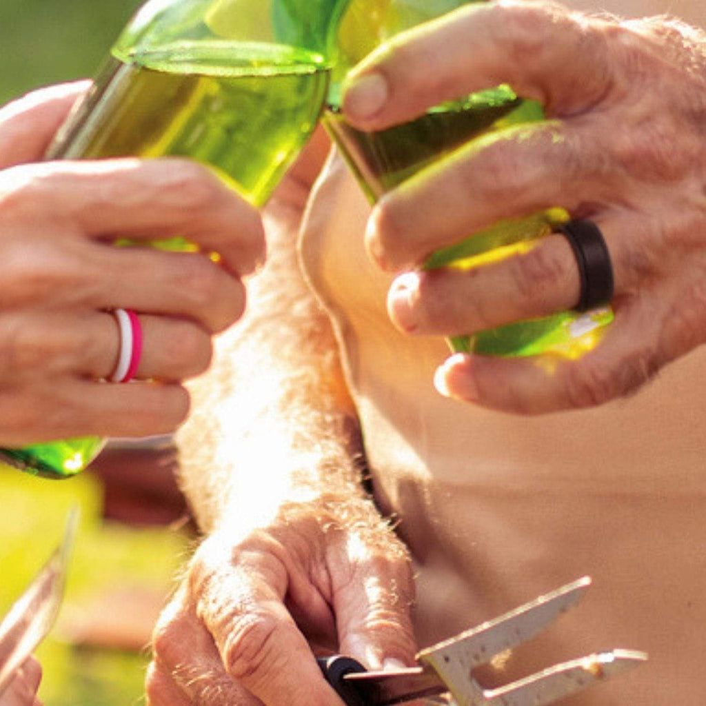 ROQ Mens 4 Pack Step Edge Style 8mm Wide 4 Pack - Silicone Ring for Men - Step Edge Style