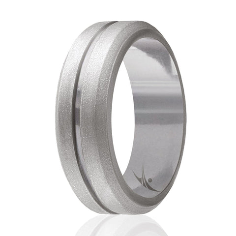 Image of Silicone Ring for Men - Engraved Middle Line