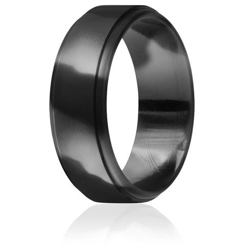 Image of ROQ Mens Step Edge Style 8mm Wide Silicone Ring for Men - Step Edge Style