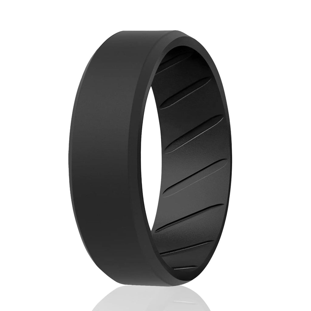 ROQ Single ring - ROQ Silicone Men wedding bands - breathable - edge Silicone Ring For Men-  Breathable Comfort Fit Beveled Design