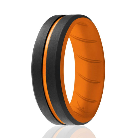 Image of ROQ Single ring - ROQ Silicone Men wedding bands - breathable - middleline 7 Silicone Ring For Men-  Breathable Comfort Fit Duo Engraved Middle Line