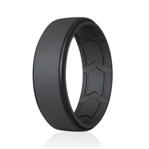 ROQ Single ring - ROQ Silicone Men Wedding Bands - Breathable - Step Brushed top 6 Single ring - ROQ Silicone Men Wedding Bands - Breathable - Step Brushed top