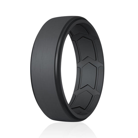 Image of ROQ Single ring - ROQ Silicone Men Wedding Bands - Breathable - Step Brushed top 6 Single ring - ROQ Silicone Men Wedding Bands - Breathable - Step Brushed top