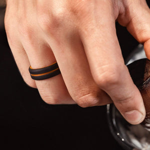 Silicone Ring for Men - Engraved Middle Line Duo Collection