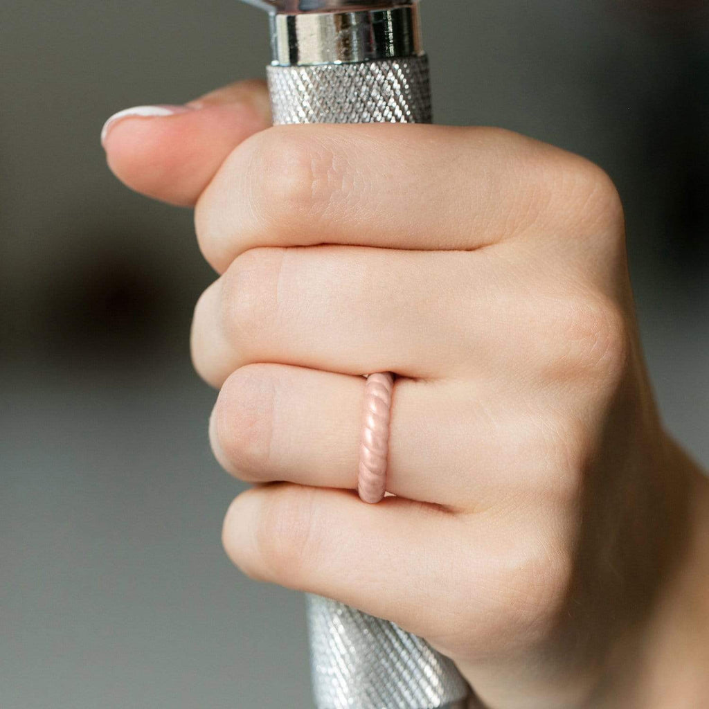 ROQ Womens 2 Pack Stackable Braided Style 2.5mm Wide 2 Pack - Silicone Rings for Women - Thin Stackable - Braided Style