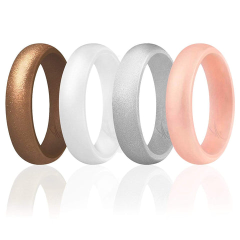 Image of ROQ Womens 4 Pack Dome Style 5.5mm Wide 4 4 Pack - Silicone Ring for Women- Dome Style