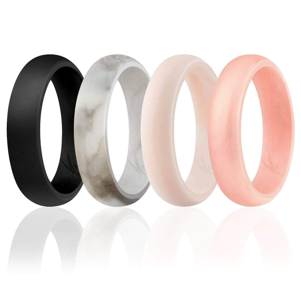 ROQ Womens 4 Pack Dome Style 5.5mm Wide 4 4 Pack - Silicone Ring for Women- Dome Style