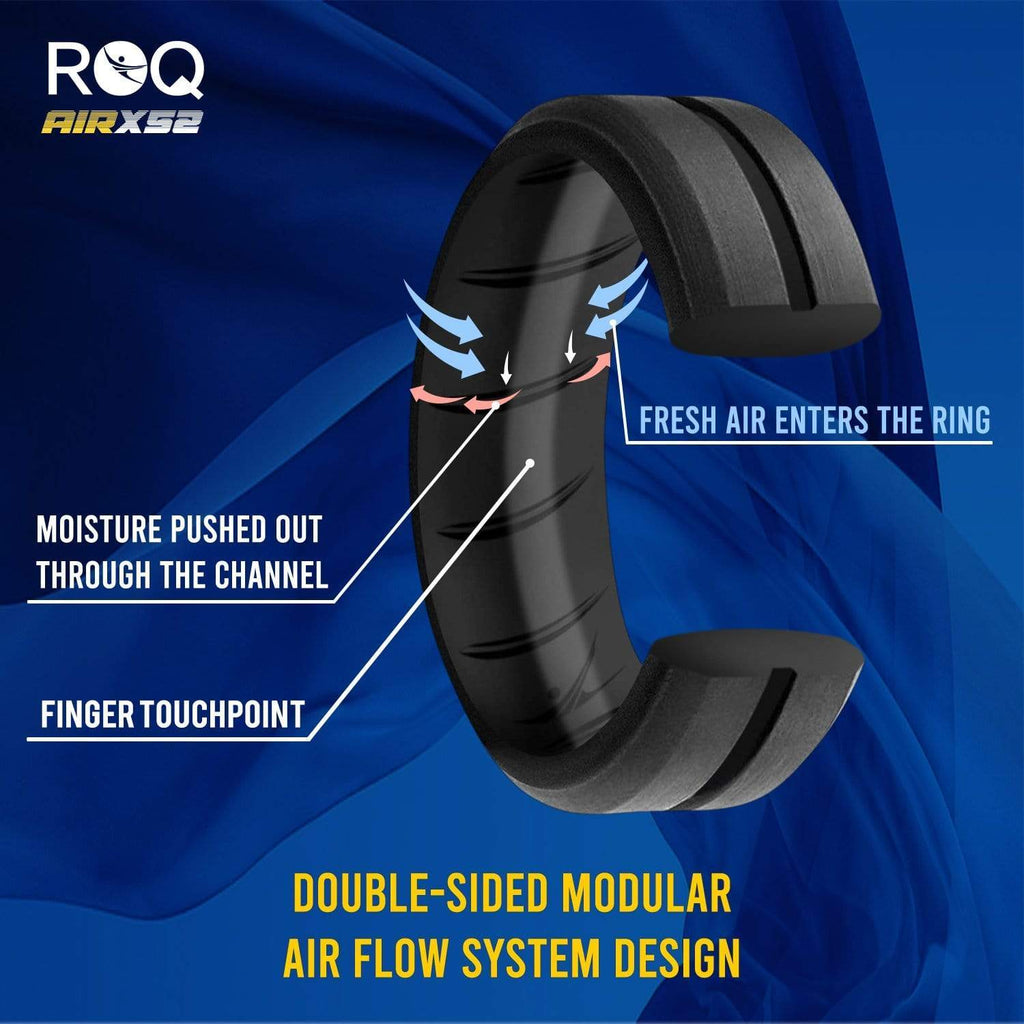 ROQ 2 Pack- ROQ Silicone Men Wedding Bands - breathable - middleline 2 Pack - Silicone Ring For Men-  Breathable Comfort Fit Duo Engraved Middle Line