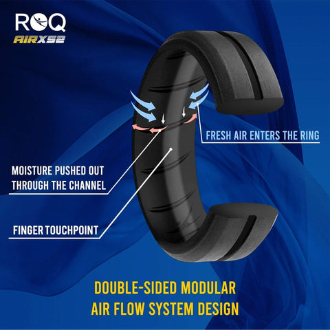 Image of ROQ 2 Pack- ROQ Silicone Men Wedding Bands - breathable - middleline 2 Pack - Silicone Ring For Men-  Breathable Comfort Fit Duo Engraved Middle Line
