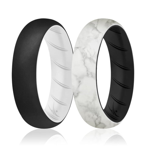 Image of ROQ 2 Pack - ROQ Silicone Women wedding bands - breathable 4 2 Pack - Silicone Ring For Women-  Breathable Comfort Fit Duo Design
