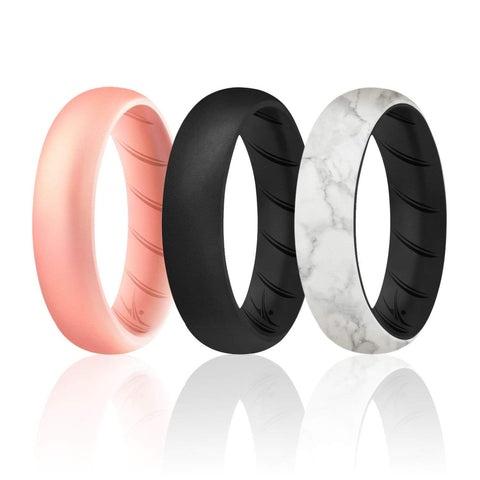 Image of ROQ 3 Pack - ROQ Silicone Women wedding bands - breathable 3 Pack - Silicone Ring For Women-  Breathable Duo Comfort Fit