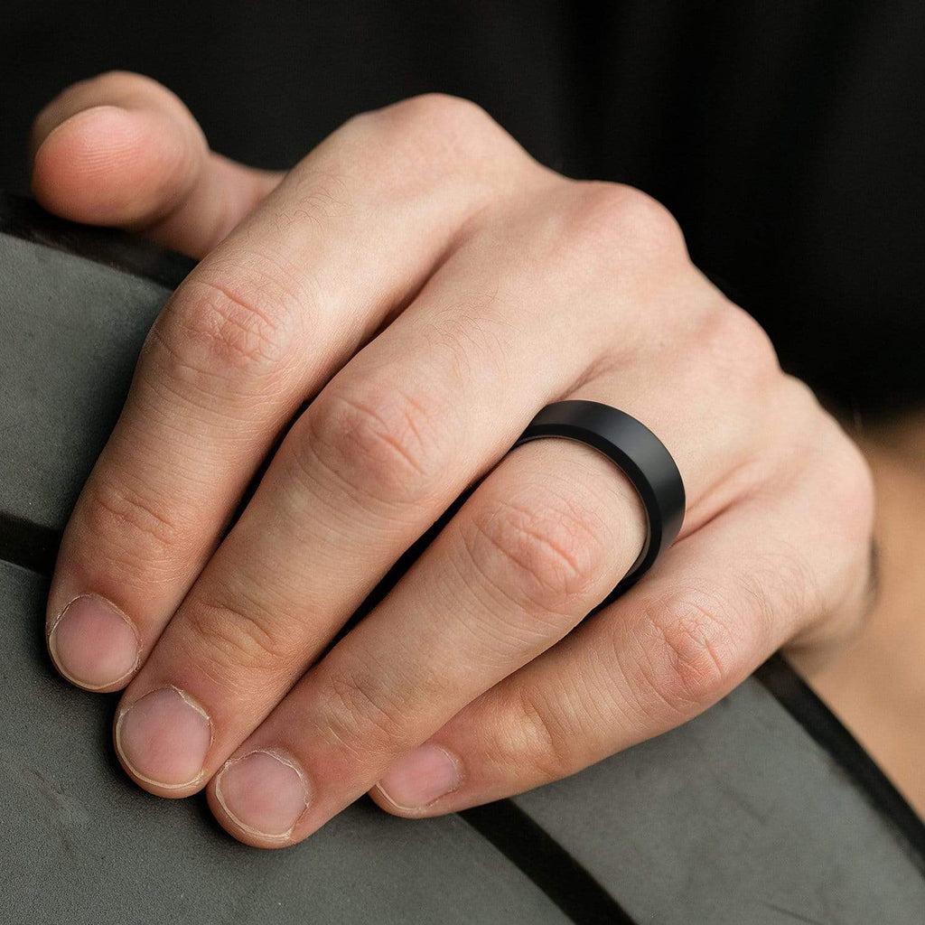 ROQ 4 Pack - ROQ Silicone Men wedding bands - breathable - Edge 4 Pack - Silicone Ring For Men-  Breathable Comfort Fit Beveled Design