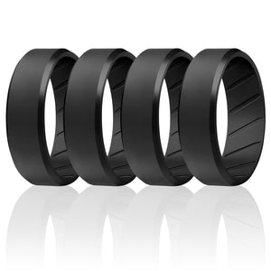 6 Pack - Silicone Ring For Men- Breathable Comfort Fit Beveled