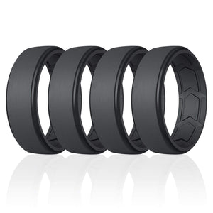 ROQ 4 Pack - ROQ Silicone Men Wedding Bands - Breathable - Step Brushed top 6 4 Pack - ROQ Silicone Men Wedding Bands - Breathable - Step Brushed top