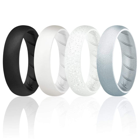 Image of ROQ 4 Pack - ROQ Silicone Women wedding bands - breathable 4 4 Pack - Silicone Ring For Women-  Breathable Comfort Fit