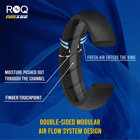 ROQ 4 Pack - ROQ Silicone Women wedding bands - breathable 4 Pack - Silicone Ring For Women-  Breathable Comfort Fit