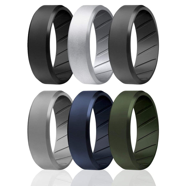6 Pack - Silicone Ring For Men- Breathable Comfort Fit Beveled Design – ROQ