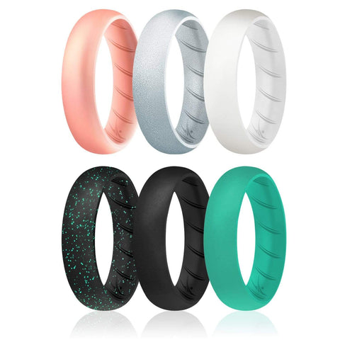 Image of ROQ 6 Pack - ROQ Silicone Women wedding bands - breathable 4 6 Pack - Silicone Ring For Women-  Breathable Comfort Fit
