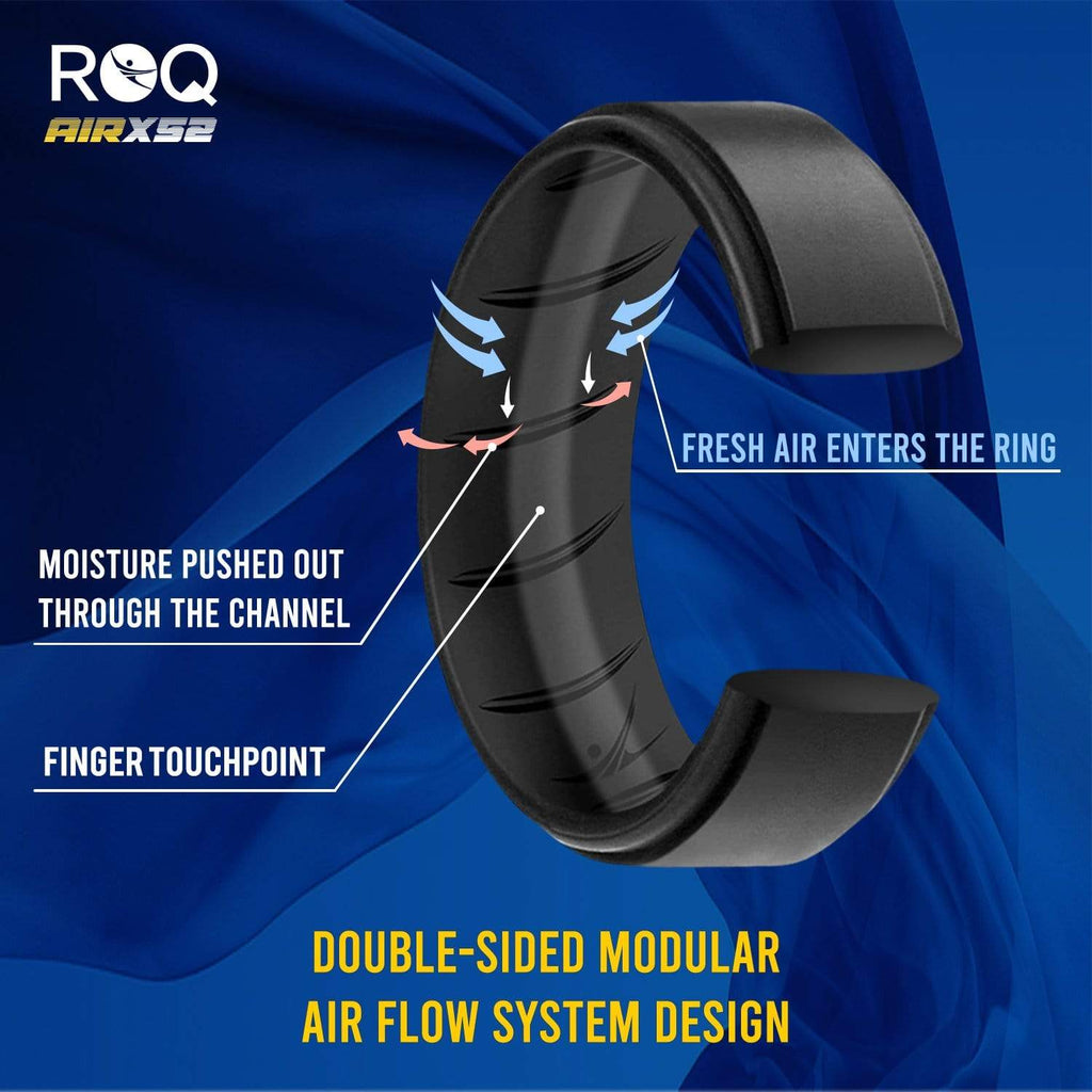 ROQ 7 Pack - ROQ Silicone Men wedding bands - breathable - step 7 Pack - Silicone Ring For Men-  Breathable Comfort Fit Duo Step Edge