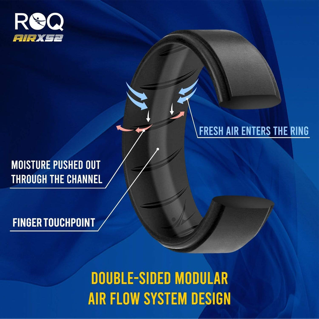 ROQ 7 Pack - ROQ Silicone Men wedding bands - breathable - step 7 Pack - Silicone Ring For Men-  Breathable Comfort Fit Step Edge