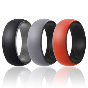 ROQ Mens 3 Pack Duo Collection Dome Style 9mm Wide 7 3 Pack - Silicone Ring for Men - Duo Collection Dome Style