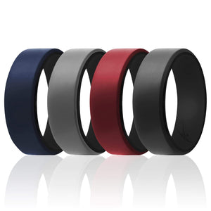 ROQ Mens 4 Pack Beveled Duo Collection 8mm Wide 7 4 Pack - Silicone Ring for Men - Beveled Duo Collection