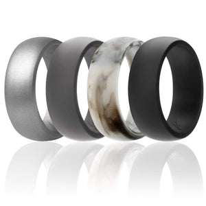 ROQ Mens 4 Pack Dome Style 8mm Wide 7 4 Pack - Silicone Ring for Men - Dome Style