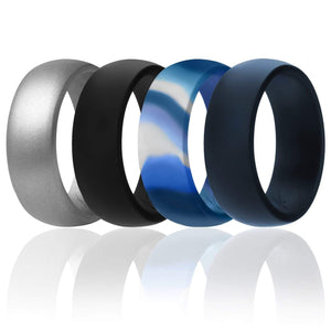 ROQ Mens 4 Pack Dome Style 8mm Wide 7 4 Pack - Silicone Ring for Men - Dome Style