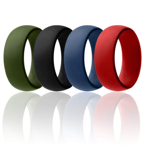 Image of ROQ Mens 4 Pack Dome Style 8mm Wide 7 4 Pack - Silicone Ring for Men - Dome Style