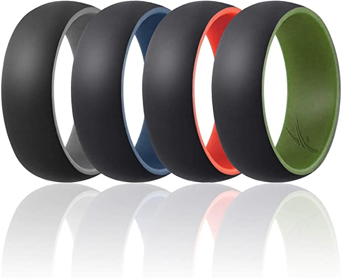 4 Pack - Silicone Ring for Men - Duo Collection Dome Style