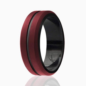 4 Pack - Silicone Ring for Men - Engraved Middle Line Duo Collection