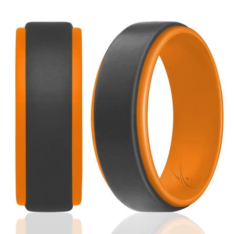 Image of ROQ Mens 4 Pack Step Edge Duo Collection 9mm Wide 4 Pack - Silicone Ring for Men - Step Edge Duo Collection
