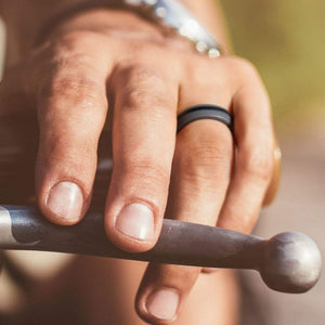7 Pack - Silicone Ring for Men - Dome Style with Middle Line