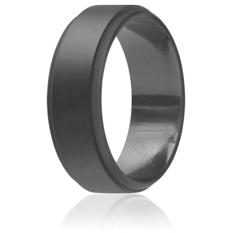 Image of ROQ Mens Step Edge Style 8mm Wide 7 Silicone Ring for Men - Step Edge Style