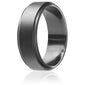 ROQ Silicone Wedding Ring For Men - Breathable Step Edge Design, Grey Or Black, Size 7, Comfort Fit Alternative To Metal Bands