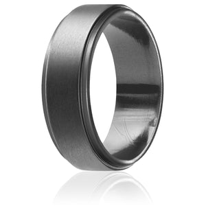 ROQ Mens Step Edge Style 8mm Wide 7 Silicone Ring for Men - Step Edge Style