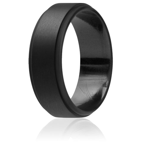 Image of ROQ Mens Step Edge Style 8mm Wide 7 Silicone Ring for Men - Step Edge Style