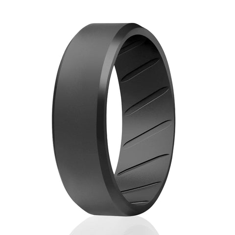 Image of Silicone Ring For Men-  Breathable Comfort Fit Beveled Design