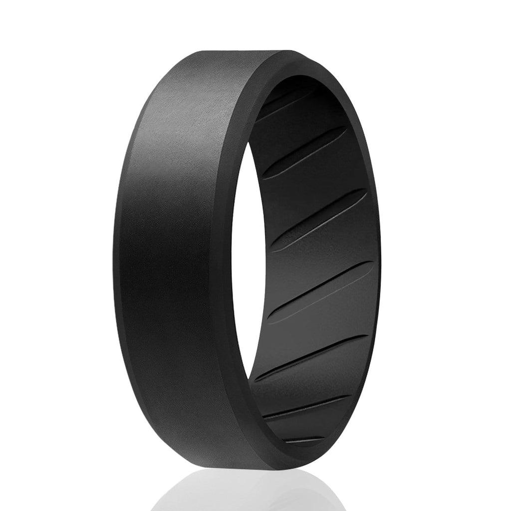 ROQ Single ring - ROQ Silicone Men wedding bands - breathable - edge 7 Silicone Ring For Men-  Breathable Comfort Fit Beveled Design
